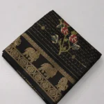 Black Fancy Viscose Saree with Gold Zari Elephant Border